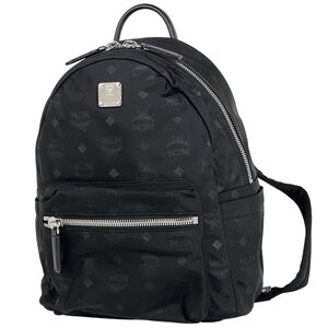 MCM Visetos Logogram Backpack in Black Nylon for Women
